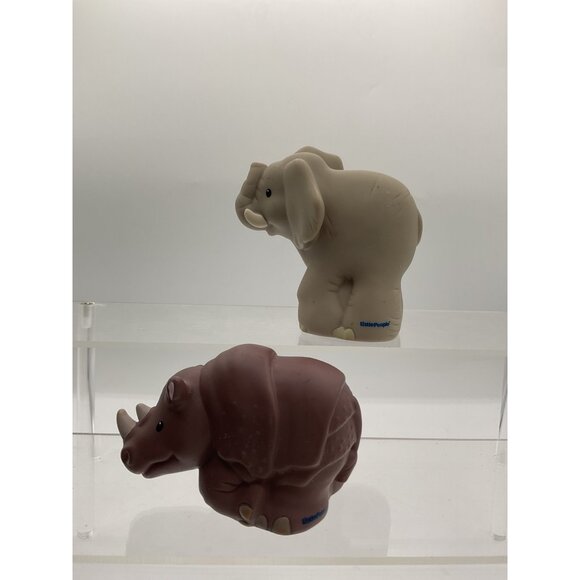 Fisher-Price Little People Zoo Talkers Elephant & Rhinoceros Figures 2011 Mattel - Picture 5 of 6